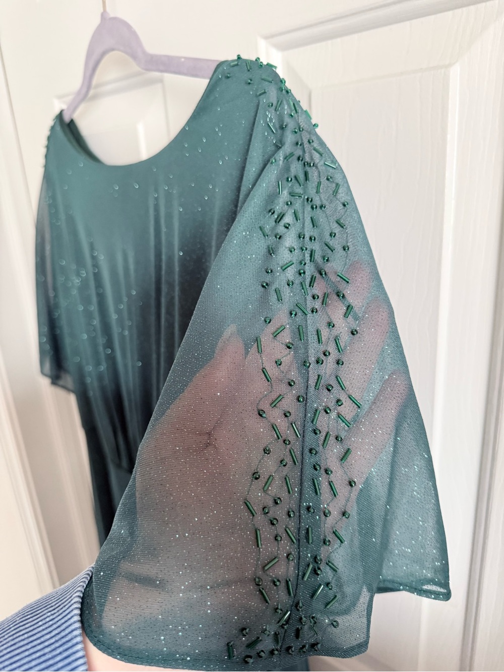 NWOT Emerald Green Sparkle Evening Dress Bridesmaid MOTB Gala Formal Full Length - Picture 6 of 13